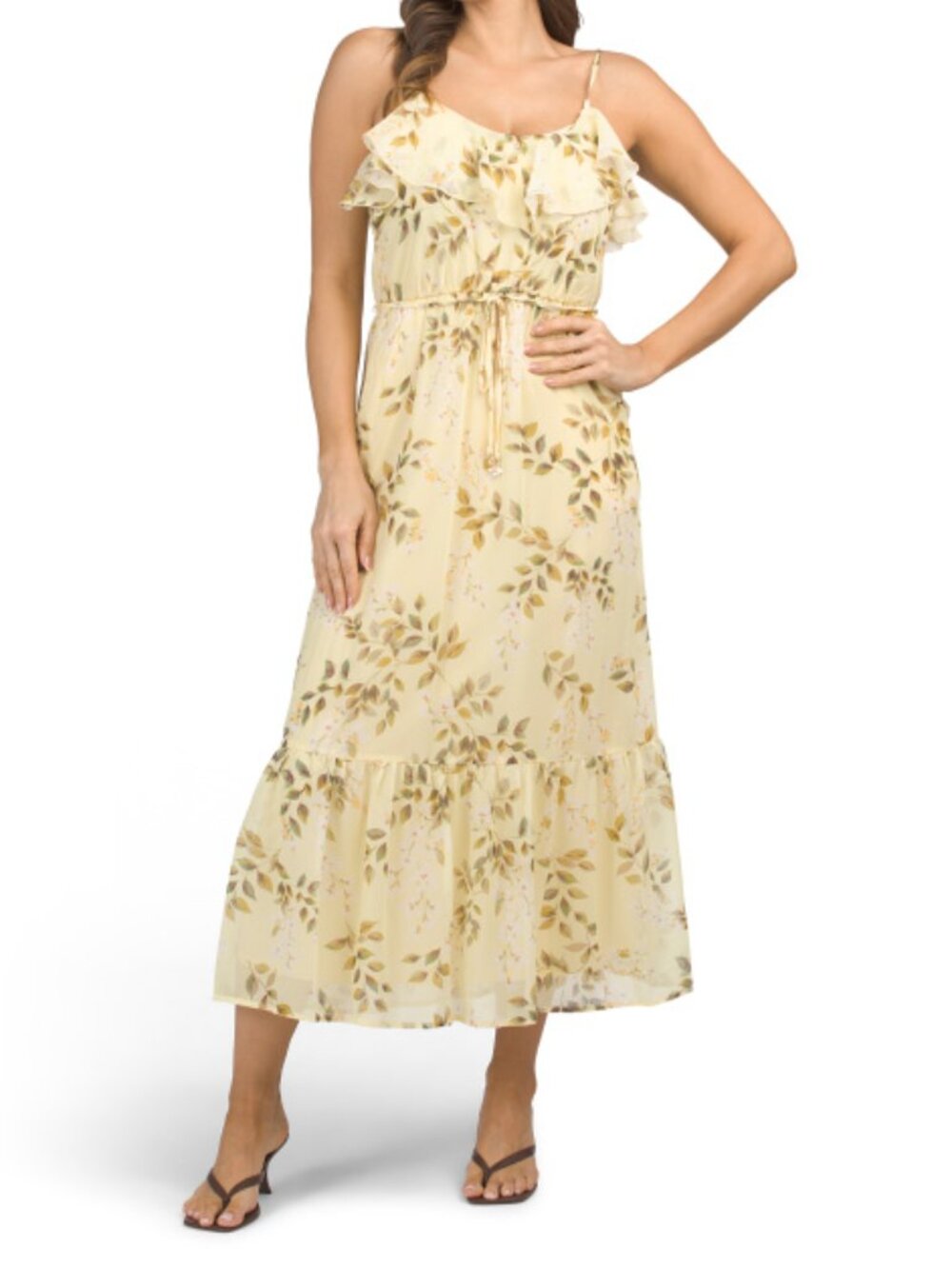 NICOLE MILLER NEW YORK Ruffle Belted Maxi Dress